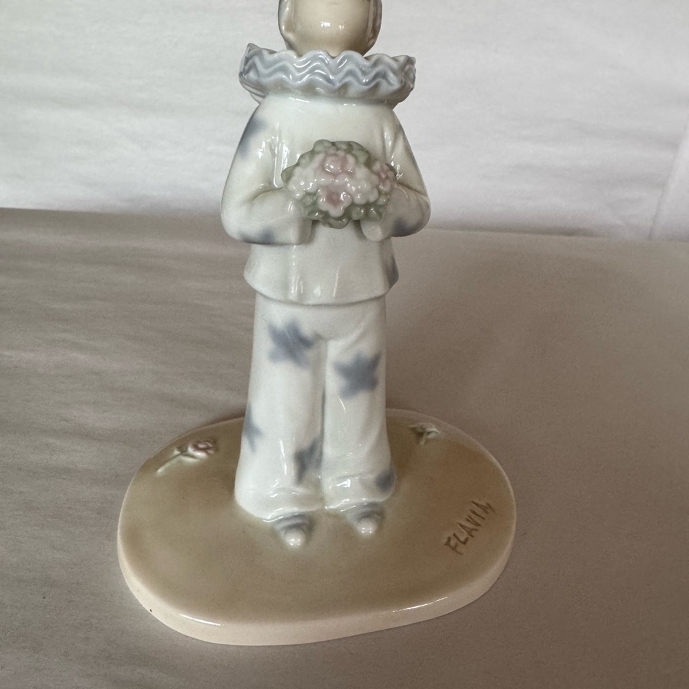 Roma Porcelain Clown Figurine with White and Blue Accents